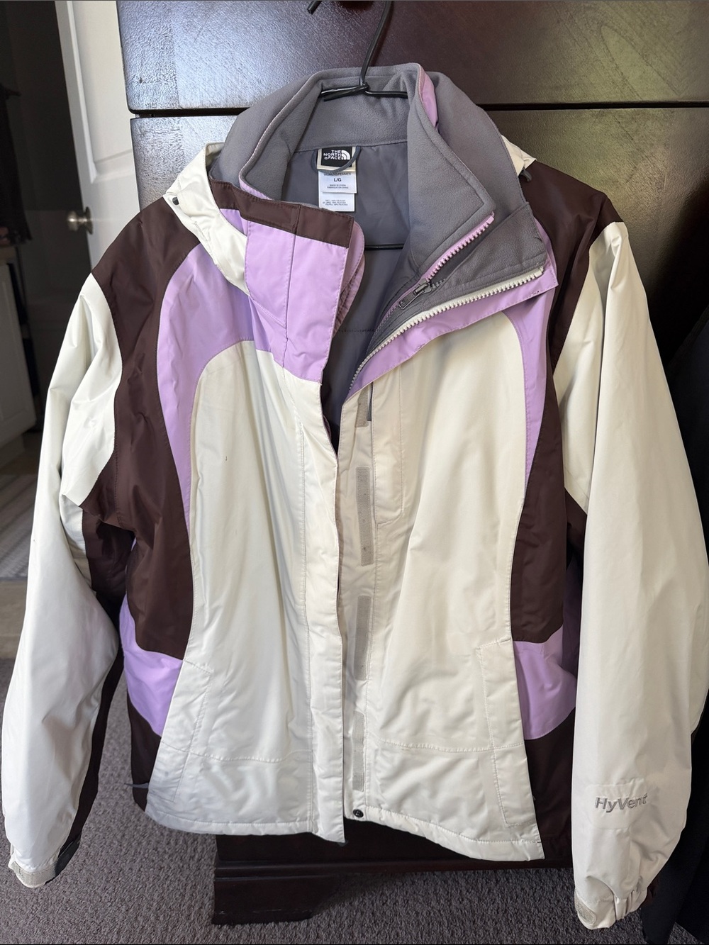 The North Face Colorblock Women’s Ski Jacket — Cream, Lavender & Brown